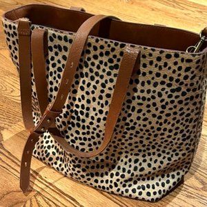 Madewell Leopard Genuine Calf Hair Medium Transport Tote